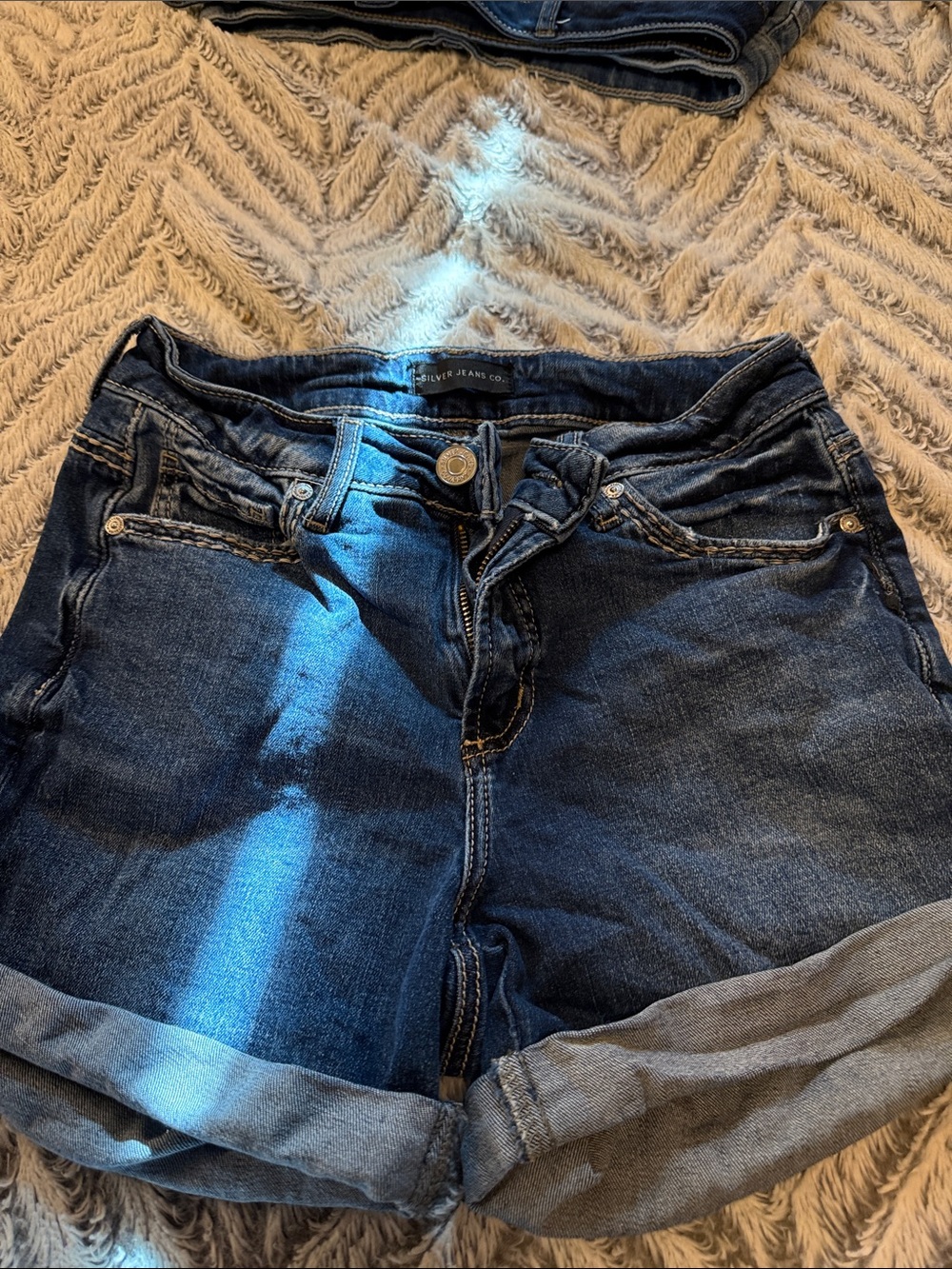 Silver Jeans Dark Blue Rolled Cuff Denim Shorts